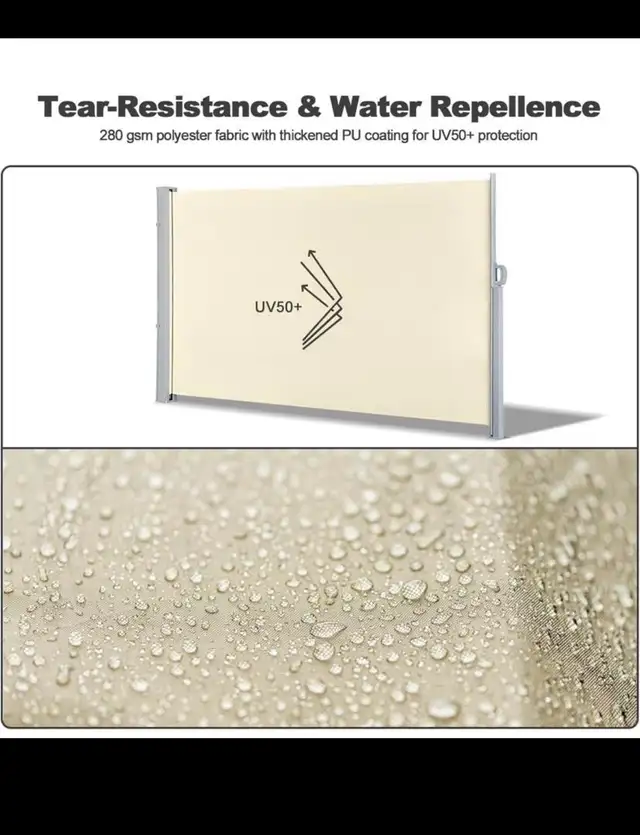 Retractable Side Awning 118" x 63",Outdoor Privacy Screen Foldin in Patio & Garden Furniture in Hamilton - Image 6