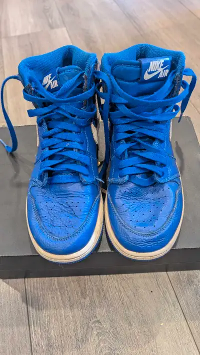 Selling a pair of used Air Jordan 1's Royal Blue in size 5.5Y, perfect for collectors or everyday we...