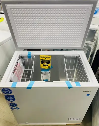 NEW SMALL CHEST FREEZER, 7 cu Danby, convertible model, measuring 35"x22"x 34" high. Includes two ba...