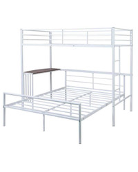Twin Over Full Size Metal Bunk Bed with Desk