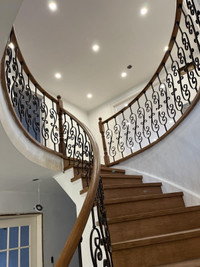 Stairs and railing and laminate 