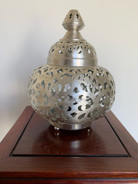Moroccan Table Lantern Lamp - Silver