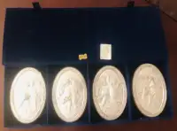 Set of 4 Silver Angel Plaques -Italy-