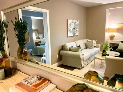 FULLY FURNISHED AND EQUIPPED first fl/garden level - 3 BDR/2Bath