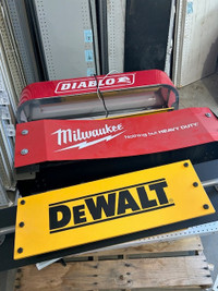 Brand name Signs: Dewalt, Milwaukee, Diablo, Bosch, Makita