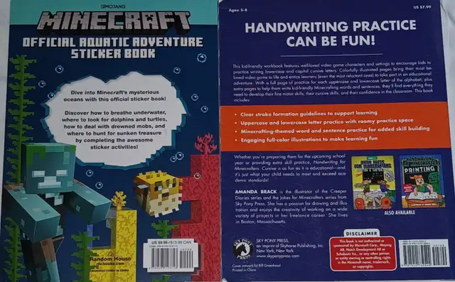Minecraft Official Aquatic Adventure Sticker Book & Handwriting in Children & Young Adult in London - Image 3