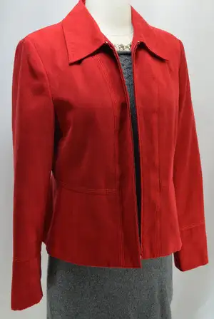Conrad  Red Suede Ladies Jacket with Zip Front Size 14 Like New, View more