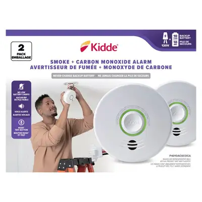 Hardwired Talking Smoke + CO Alarm w10-Yr Battery , 2-Pack - $80, View more