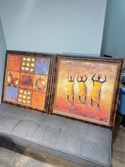 33”x33” Original African Painting in Frame, View more