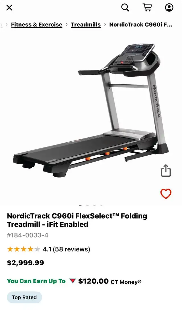 Nordictrack Treadmill C960i63234727507329121