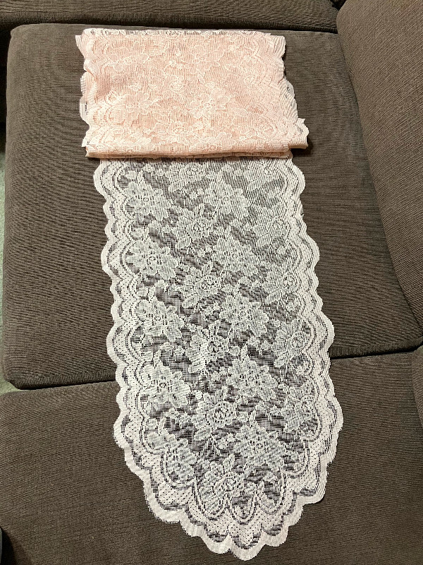 “Vintage rose” coloured scalloped edge lace table runners in Holiday, Event & Seasonal in Mission