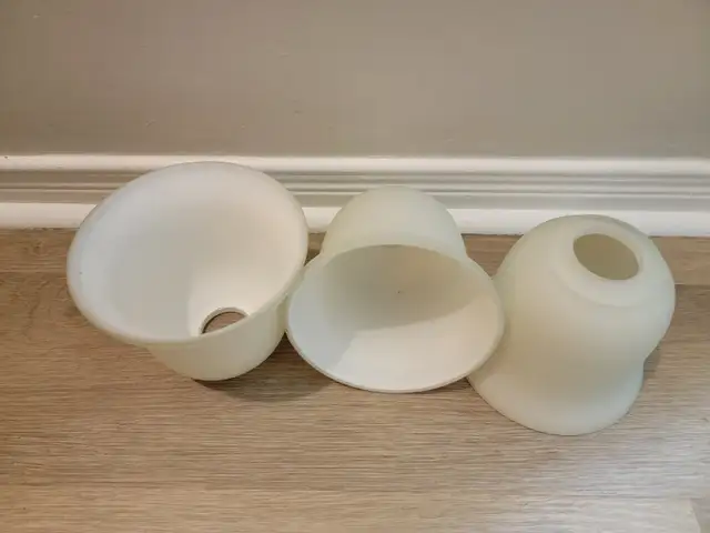 2 frosted glass lamp shades in Indoor Lighting & Fans in Barrie - Image 2