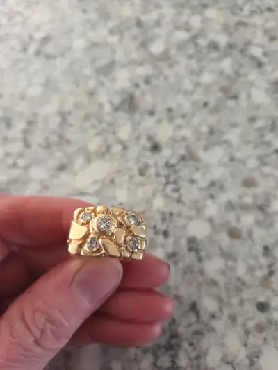 10k gold mens diamond nugget ring, View more