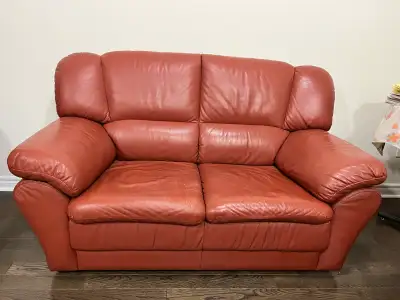 Selling a matching set of 2 genuine Italian leather loveseats made by Design 2000. Originally purcha...