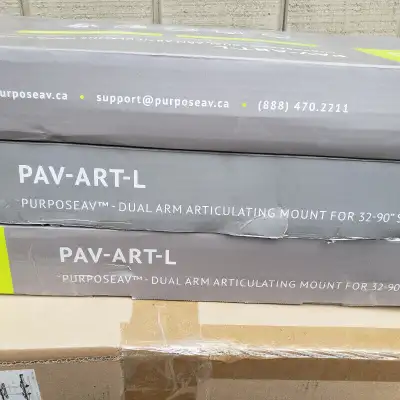 PAV-ART-L - large articulating tv mounts. New in box. Contractor grade. Good for sizes 32" to 90" TV...