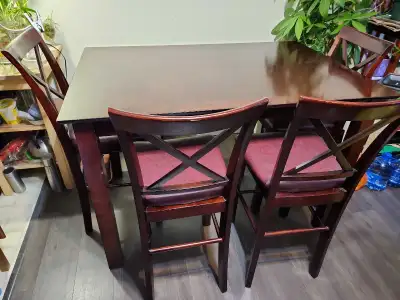 Solid Wood High Table with leather Chairs , View more