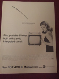 1966 RCA Victor Portable TV w/Integrated Circuits Original Ad