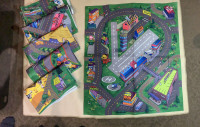 Children Play Village & Road Fabric Floor Maps