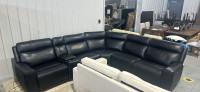 Brand new top grain leather power, reclining modular sectional