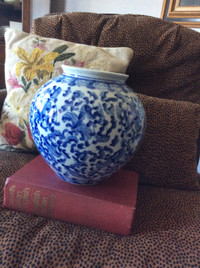 Chinese blue and white vase, $25