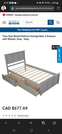 Twin bed with roller storage - grey
