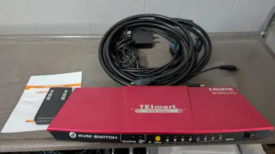 KVM switch TESmart - 1 moniteur 4 ordinateurs, View more