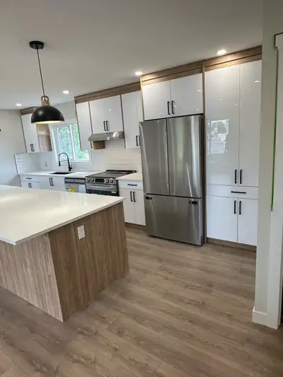 quartz countertop and cabinets, View more