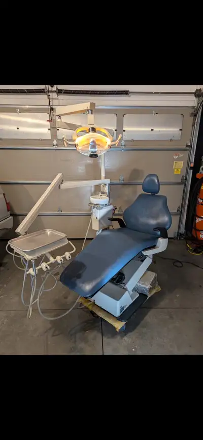 dental chair with light and spitoon and handpiece connectors, View more