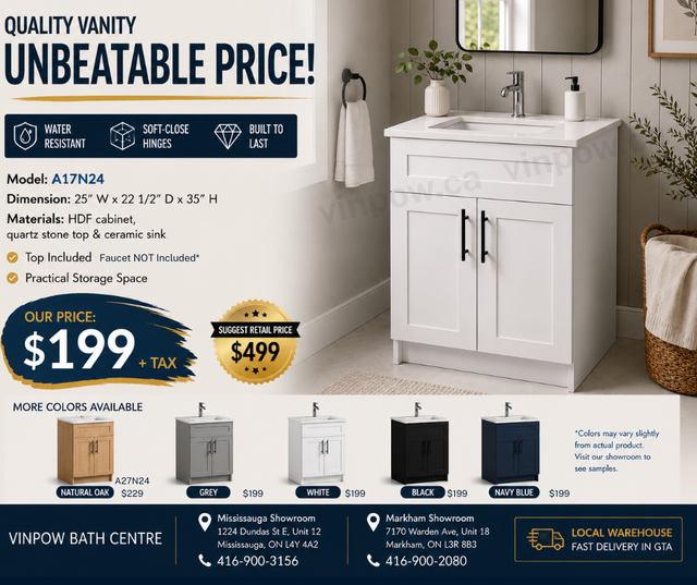 24" Bathroom Vanity – Only $199 with Top Included! in Cabinets & Countertops in City of Toronto - Image 8