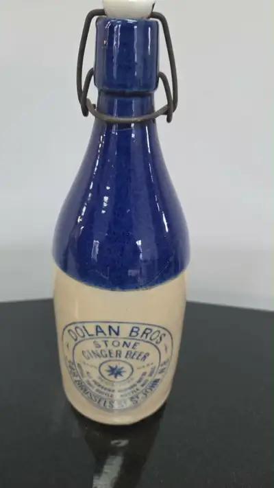 Antique stone ginger beer bottle Dolan, View more