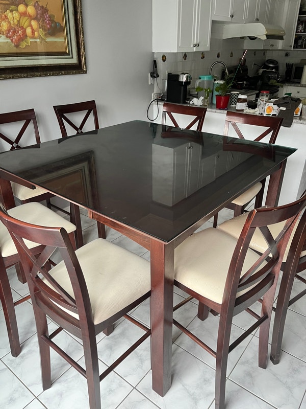 Real wood glass top 8 chair dining table Dining Tables & Sets City