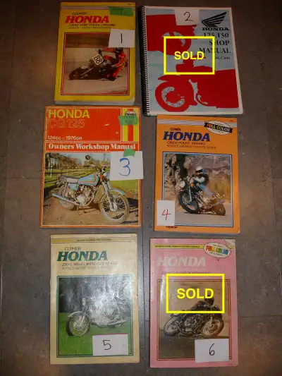 Several Honda shop manuals, all are complete but do have wear. Priced individually: #1 Clymer M337 1...