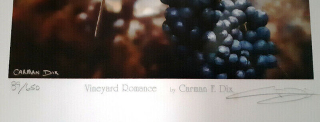 Limited edition print Vineyard Romance Artist Carmen F. Dix 8In in Arts & Collectibles in St. Catharines - Image 3