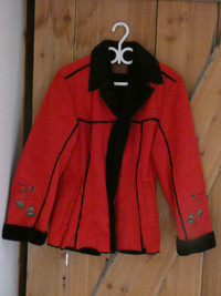 Outback Trading red ultra suede embroidered jacket