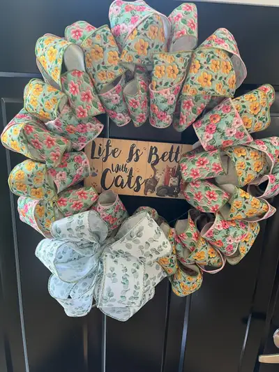 Life’s better with cats wreath, View more