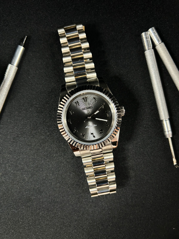 Datejust Black Textured Arabic - Custom Seiko Mod in Jewellery & Watches in Kitchener / Waterloo