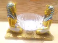 Egyptian Pharaohs with crystal cut glass candy holder