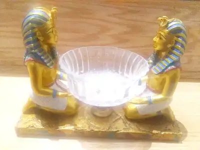 Egyptian Pharaohs with crystal cut glass candy holder, View more