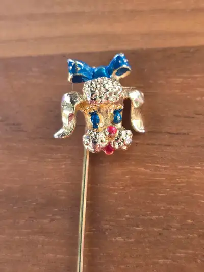 50s Poodle Hand Painted Stick Pin, View more