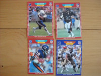 4 cartes de football de la NFL de 1989