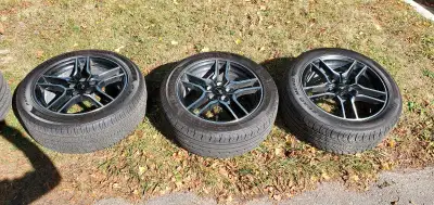 MUSTANG GT WHEELS AND TIRES 5 wheels with a spare - 1 wheel has curb damage that is repairable. PIRE...