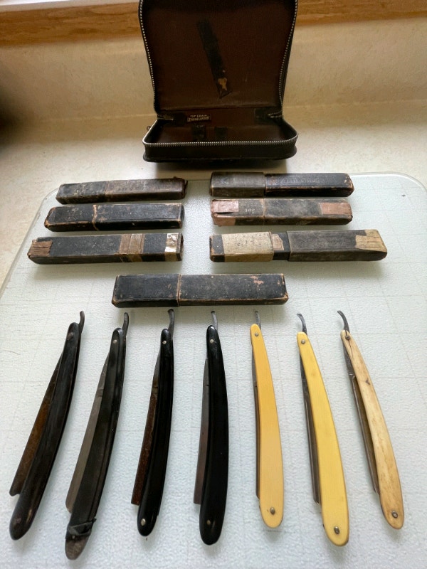 Set of 7 antique assorted straight razors Arts & Collectibles
