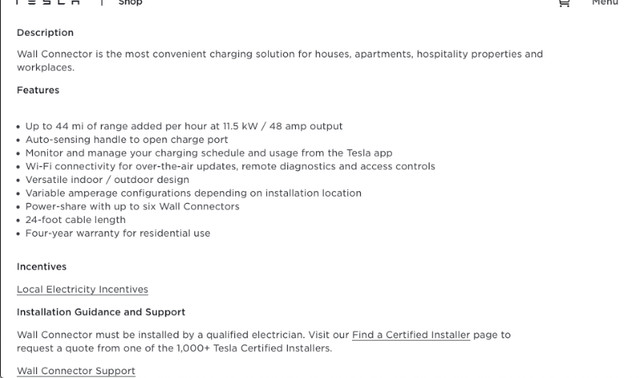 TESLA Wall Connector: in RV & Camper Parts & Accessories in Oakville / Halton Region