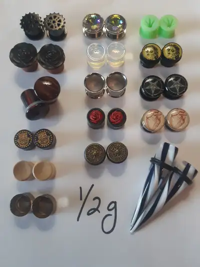 - 100% NEW Gauges; 1/2g - Remaining Inventory from Store Close - 16 Pairs for $60 - Get at me for mo...