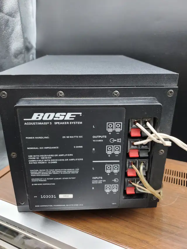 VINTAGE BOSE ACOUSTIMASS 3 SPEAKER SYSTEM WITH SUBWOOFER 1989 US in Speakers in Markham / York Region - Image 3