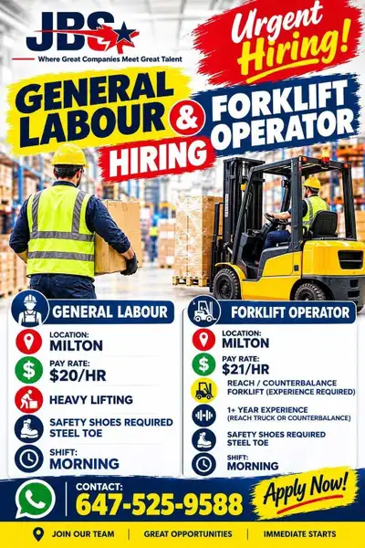 GENERAL LABOUR AND FORKLIFT TRUCK , View more