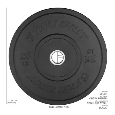 TRU GRIT 25LB Bumper Plate Pair – Like New Upgrade your home gym with this TRU GRIT 25LB bumper plat...