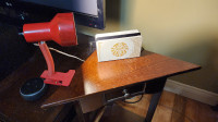 Beautiful Red All Metal Adjustable Frame Clip On Desk Lamp