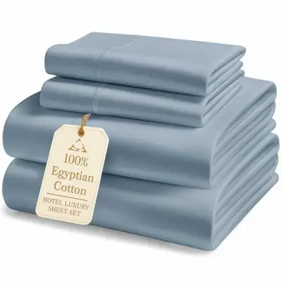NEW 4pc Luxury 100% Egyptian Cotton King Bed Sheets (reg $181), View more