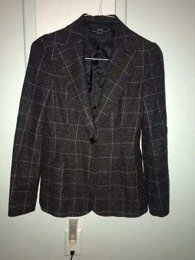 Women’s wool square plaid blazer/ jacket, View more